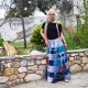 Φούστα Patchwork σιέλ  