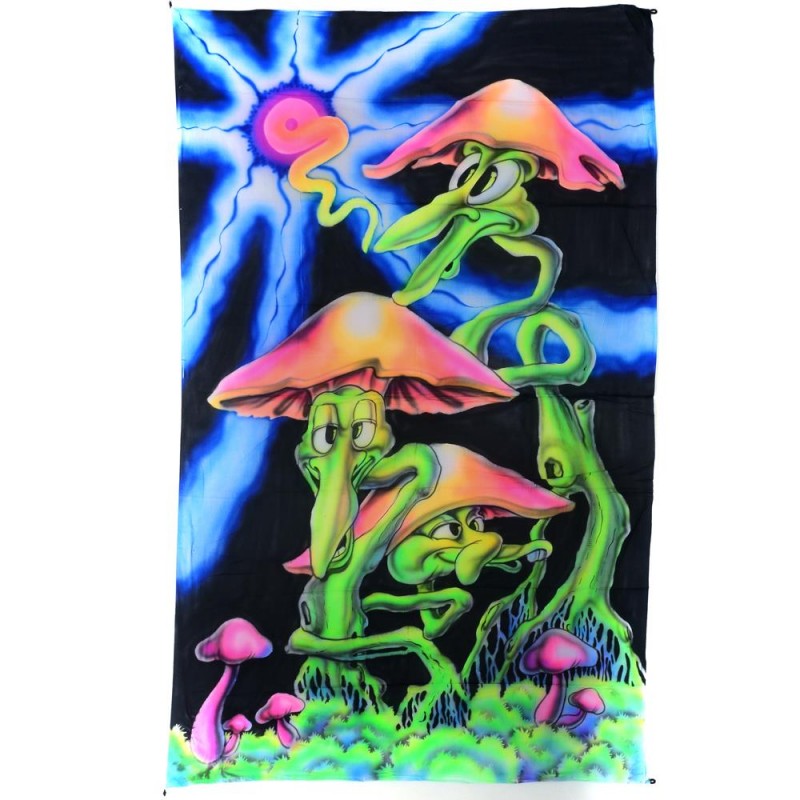 Πανί τοίχου μανιτάρια Black light 2