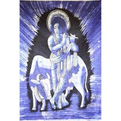 Πανί τοίχου μπατίκ Kirisana μπλε