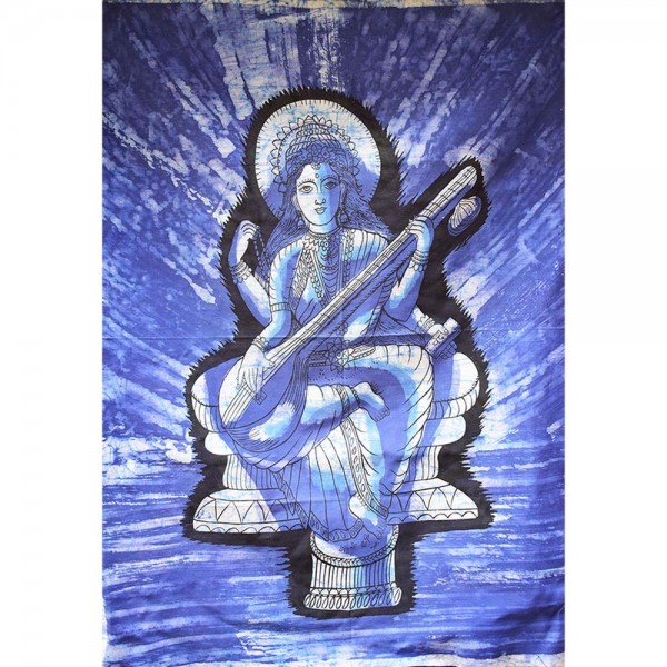 Πανί τοίχου μπατίκ Saraswati μπλε