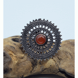 Δαχτυλίδι  άσπρο μέταλλο μάνταλα κορνεόλη 
