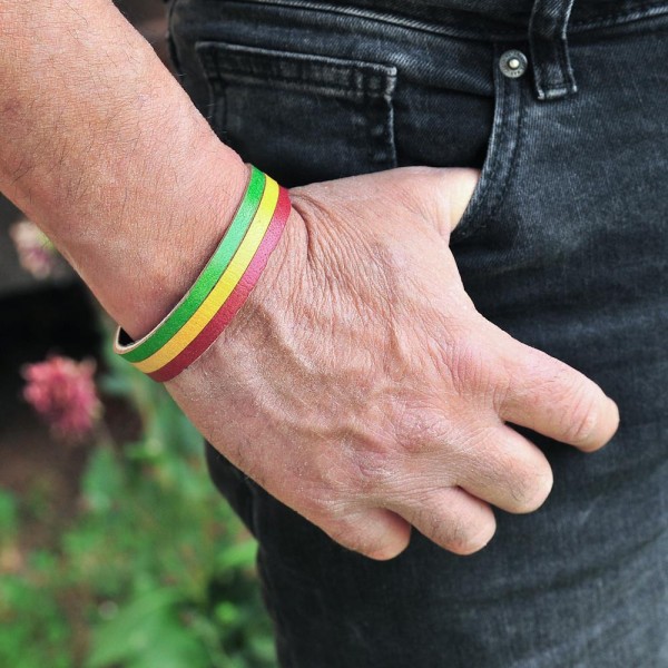 Bραχιόλι  δερμάτινο χειροποίητο rasta