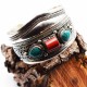 Bραχιόλι άσπρο μέταλλο κοράλι τυρκουάζ