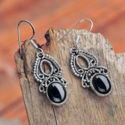 Σκουλαρίκια ασημένια όνυχας μαύρος 1