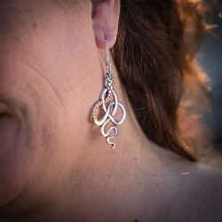 Σκουλαρίκια χειροποίητα από άσπρο μέταλλο Boho φίδι